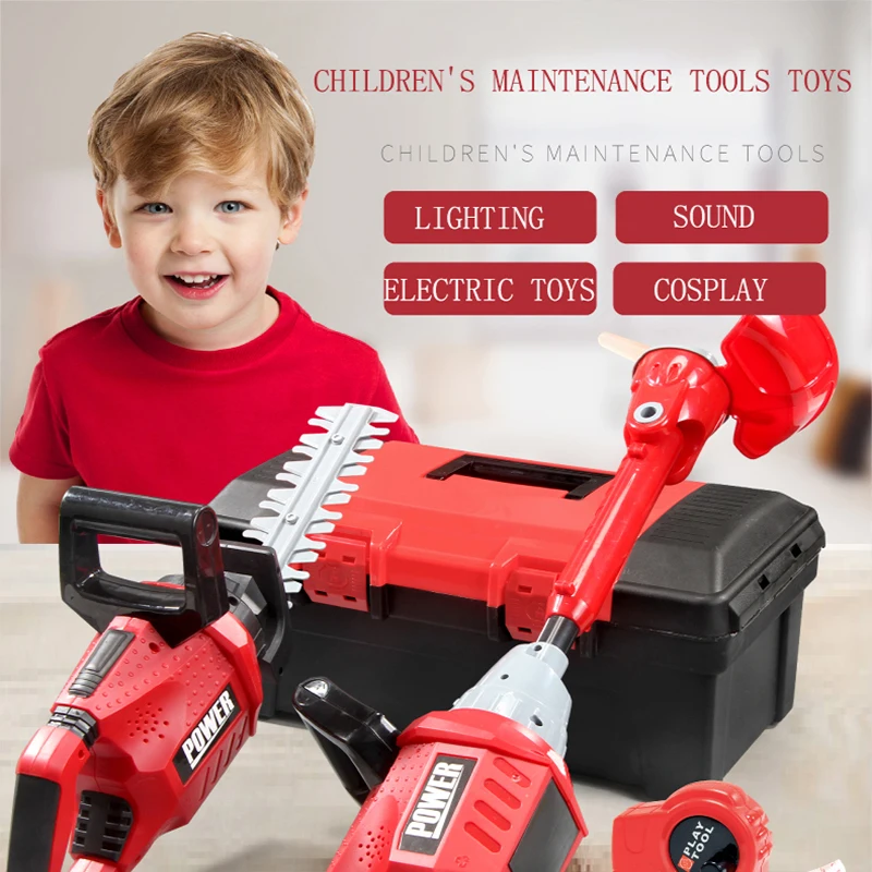 Gardening Tools 2 Year Old - Children Electric Toolbox Pretend Play Toys