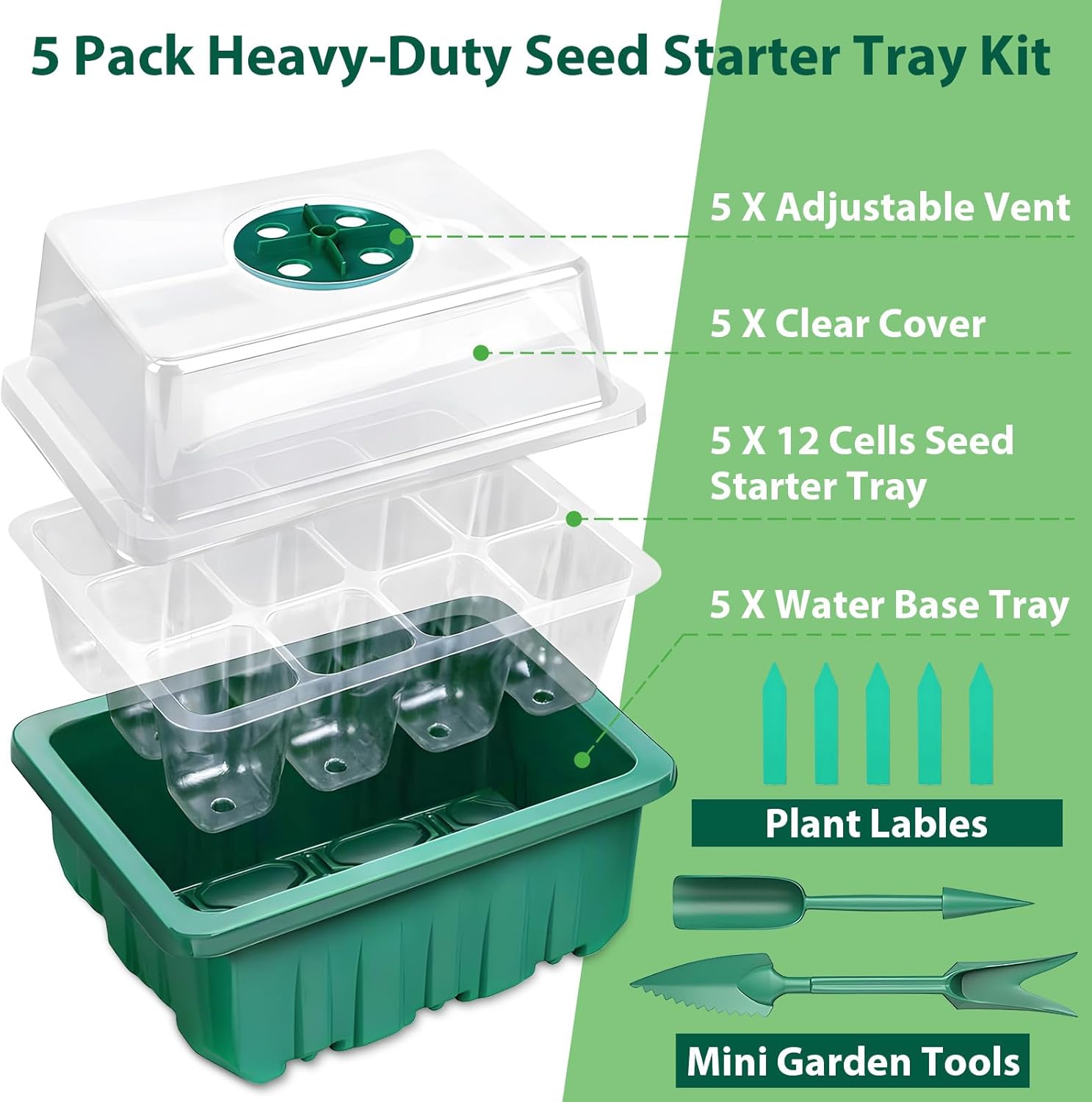 Seed Starter Tray Kit 60 Cells - Gardening Tools Images recension och pris