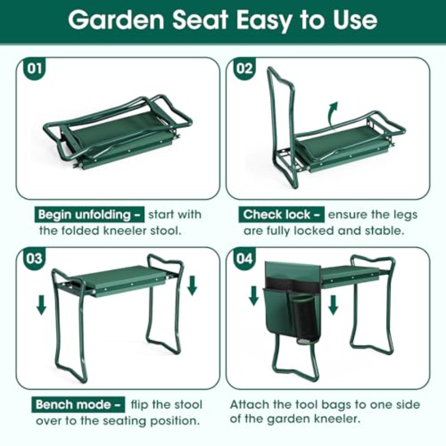 2-in-1 Garden Kneeler with Gre - Gardening Tools Holder recension och pris