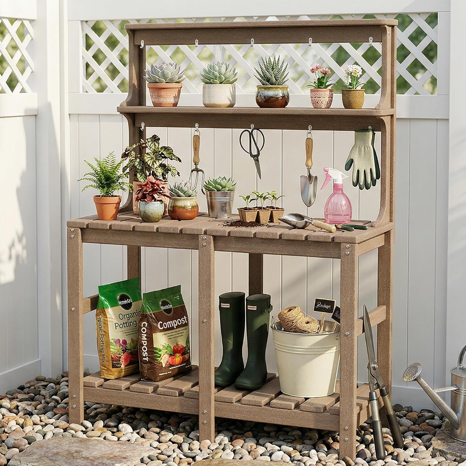 Outdoor Potting Bench with 3 T - Gardening Tools B&Q recension och pris